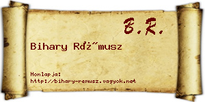 Bihary Rémusz névjegykártya